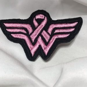 Black and pink breast cancer awareness iron on patch